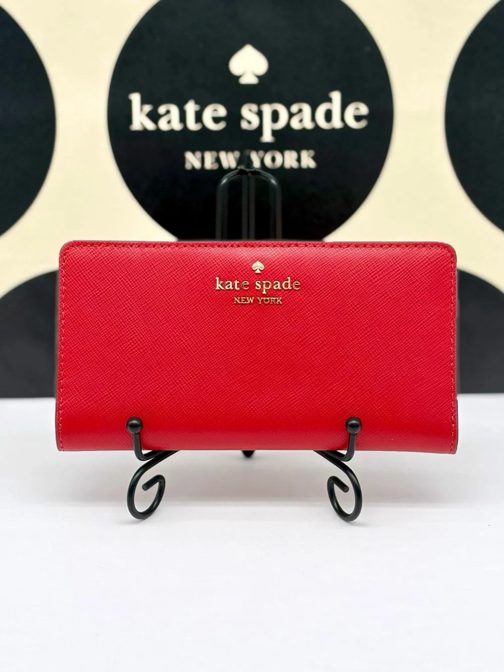 Kate Spade Large Madison Slim Bifold Wallet Red NWT